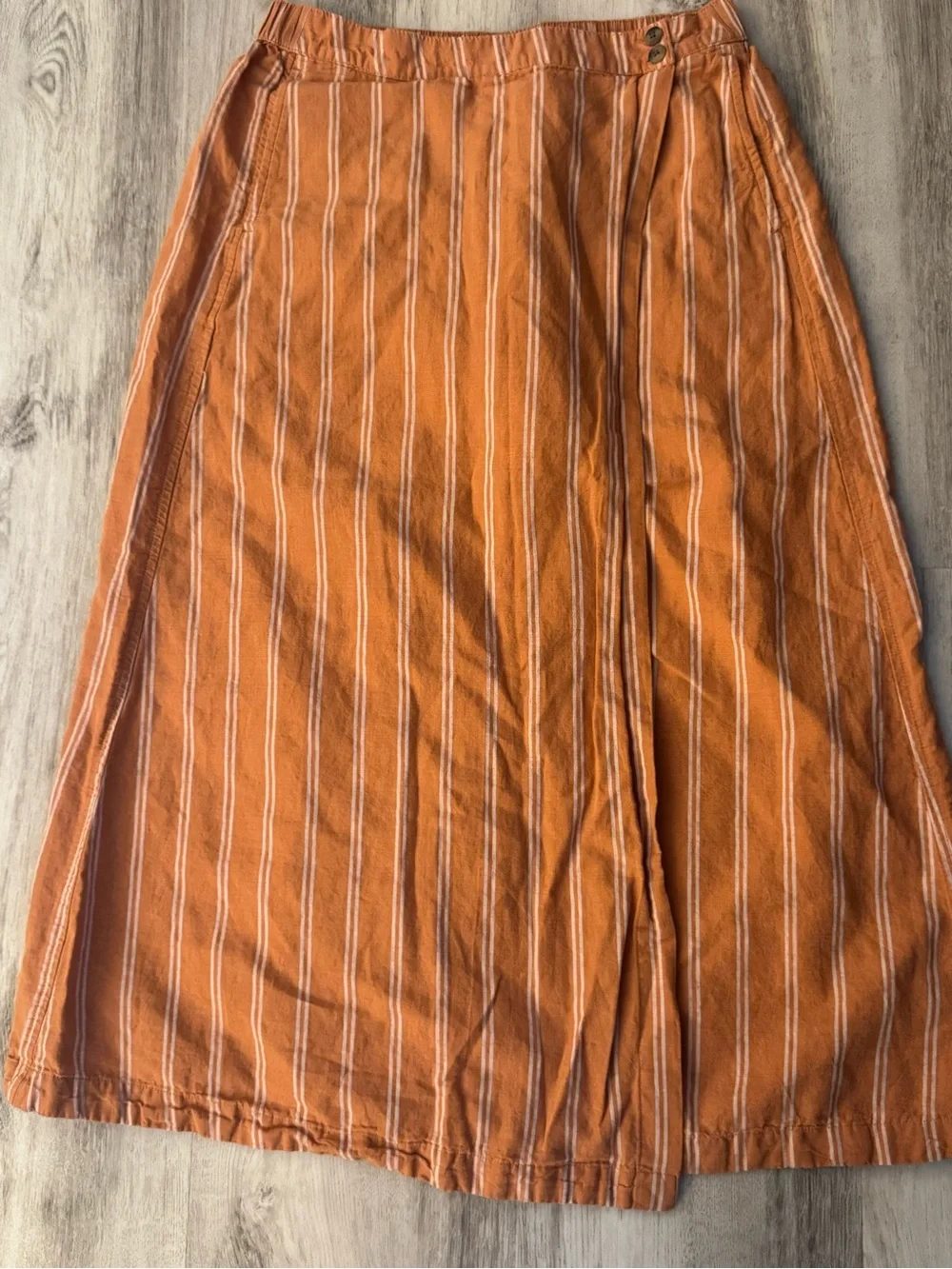 Pact Rust Orange Striped Midi Skirt Organic - Size M